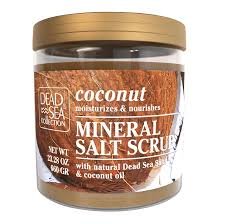 Mineral salt scrub with coconut oil